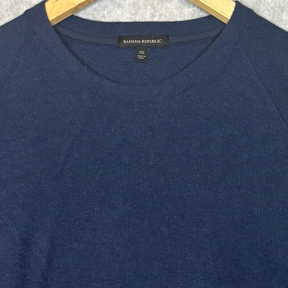 Banana Republic Waffle Crew Pullover Sweater-Blue-Men Size XXL